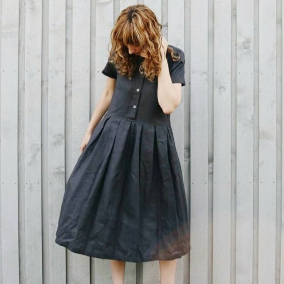 Linen Short sleeve Midi dress - Picture 5 of 5